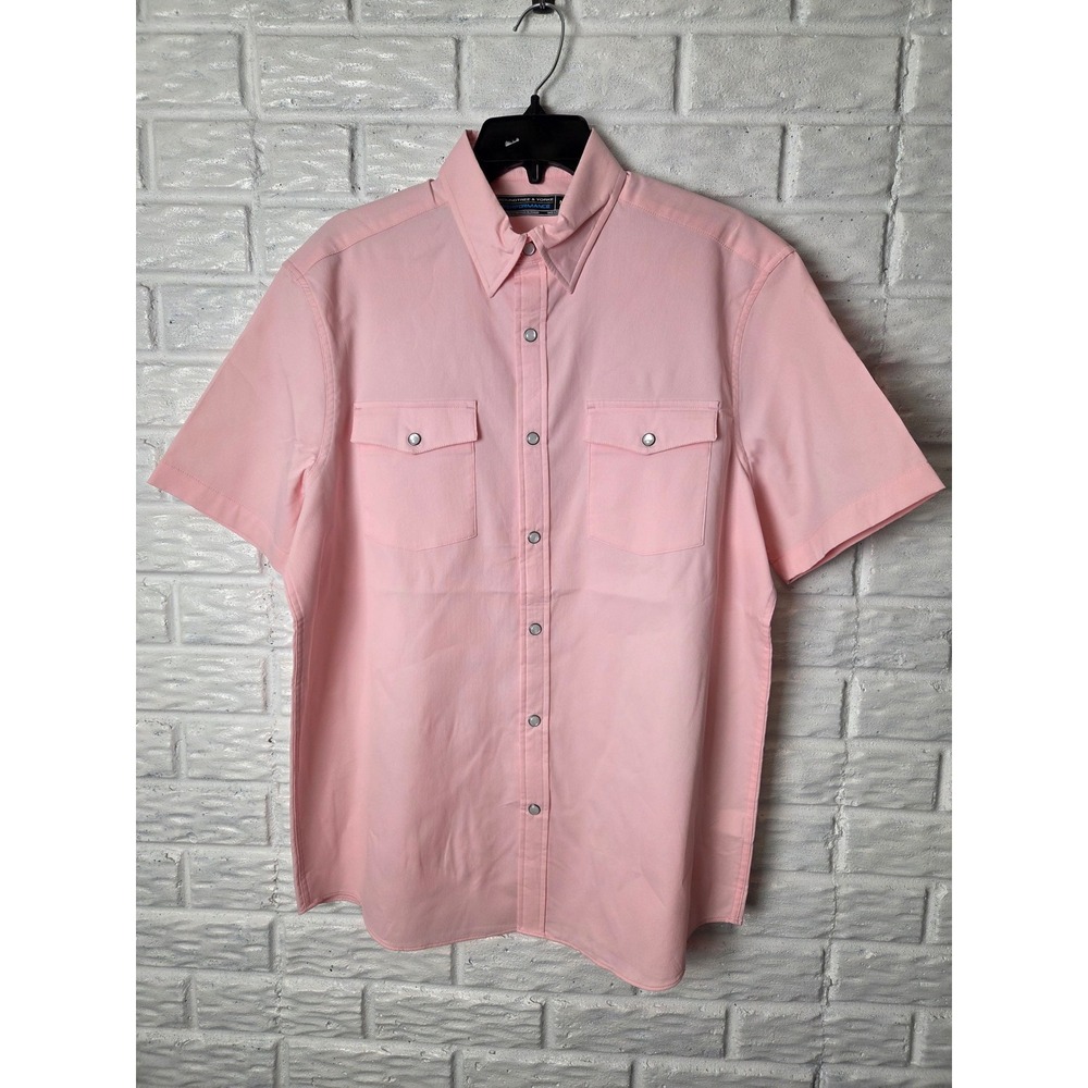 Men's Roundtree & Yorke Performance Medium snap up shirt Stretch s/s Pink NWT